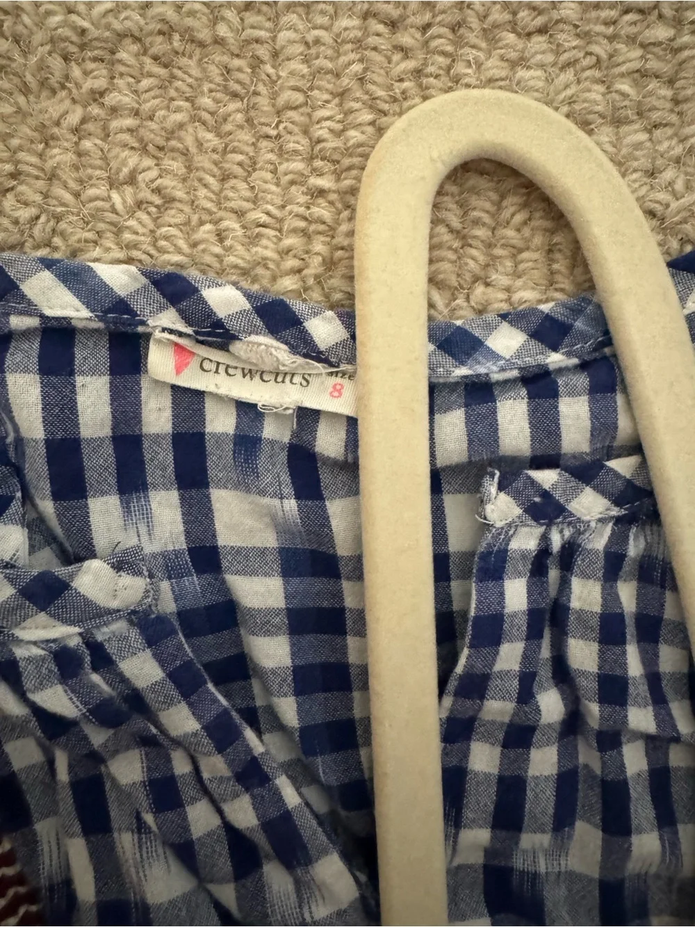 Crewcuts Girls’ Blue Gingham Peasant Blouse – Size 8